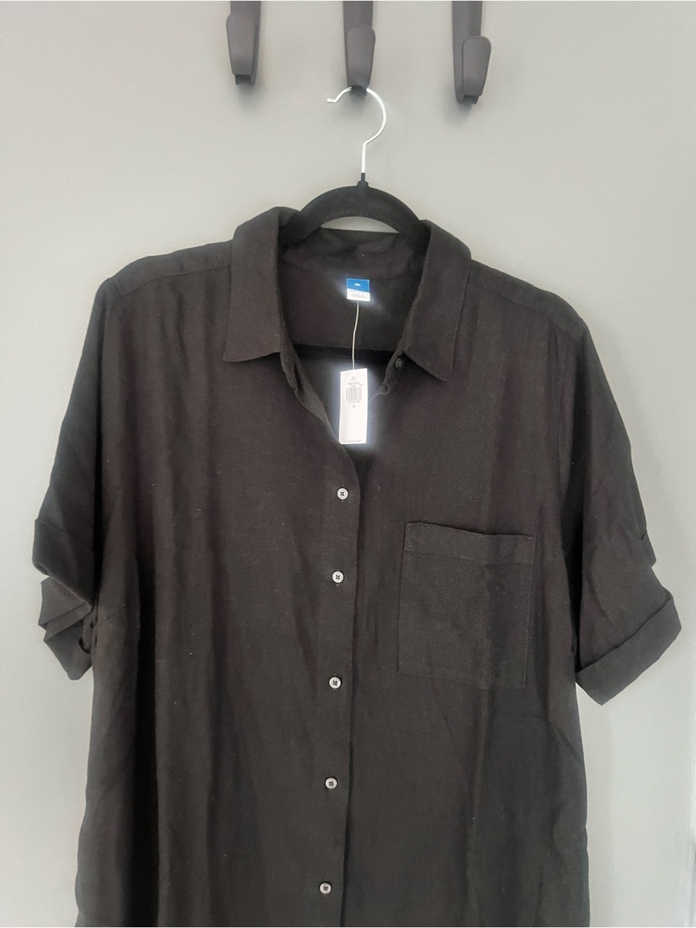 Old Navy Black Midi Dress with Button Front
